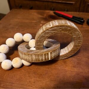 Rustic Wooden Bead Garland with Rings
